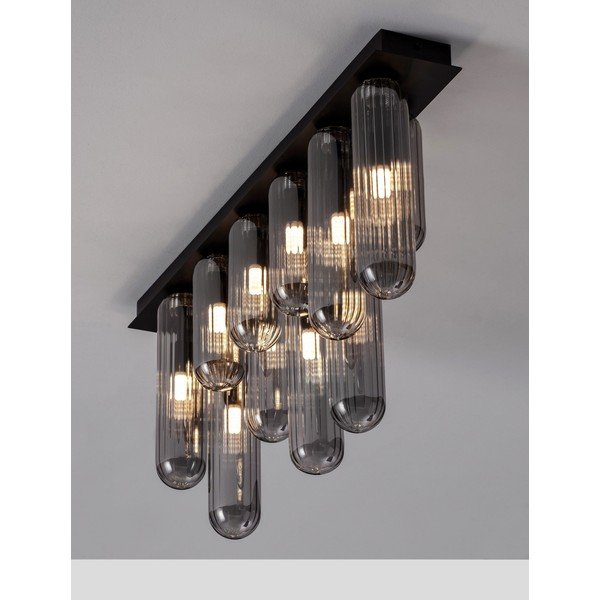 Siva steklena stropna svetilka s steklenim senčilom 10x72 cm Gustave – Nova Luce-image-1