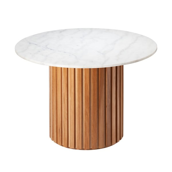 Jedilna miza iz belega marmorja s podstavkom iz hrastovega lesa RGE Moon, ⌀ 105 cm