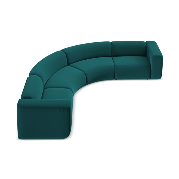 Turkizna žametna kotna sedežna garnitura Ekahi – Makamii-image-3