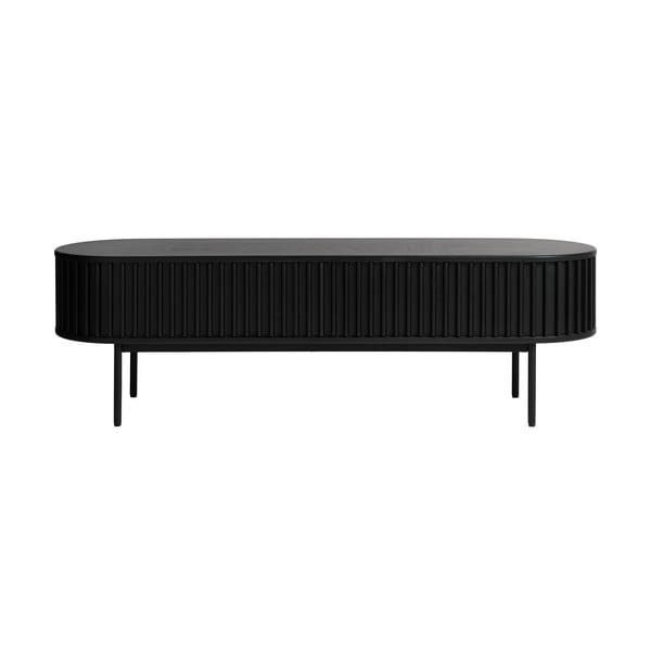 Črna TV omarica v hrastovem dekorju 48x160 cm Siena – Unique Furniture