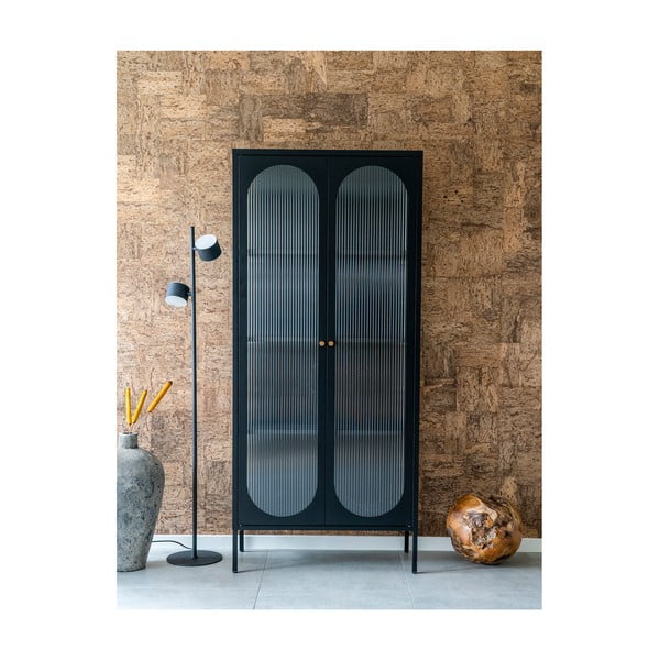 Črna kovinska vitrina 80x180 cm Adelaide – House Nordic-image-3