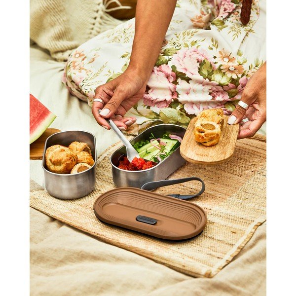 Posoda za malico 2 kos s predeli Bento – Black + Blum-image-3