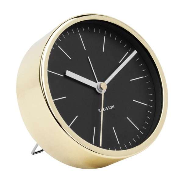 Črna namizna ura z zlatimi detajli Karlsson Minimal, ⌀ 10 cm