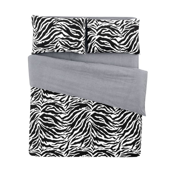 Črno-bela bombažna podaljšana posteljnina za zakonsko posteljo z rjuho 200x220 cm - Mila Home