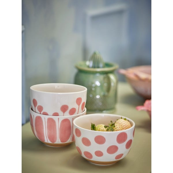 Rožnato-oranžne in kremno bele skledice v kompletu 3 ks iz kamenine 500 ml Linora – Bloomingville-image-2