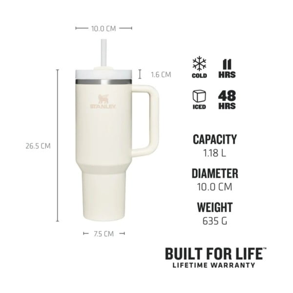 Kremno bela termovka s slamico iz nerjavečega jekla 1,18 l Quencher H2.0 FlowState Tumbler Cream – Stanley-image-4