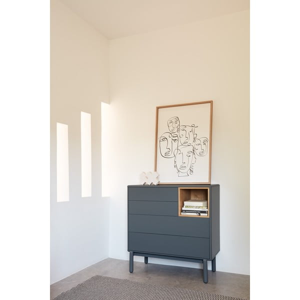 Temno siva nizka komoda 90x90 cm Corvo - Teulat-image-1