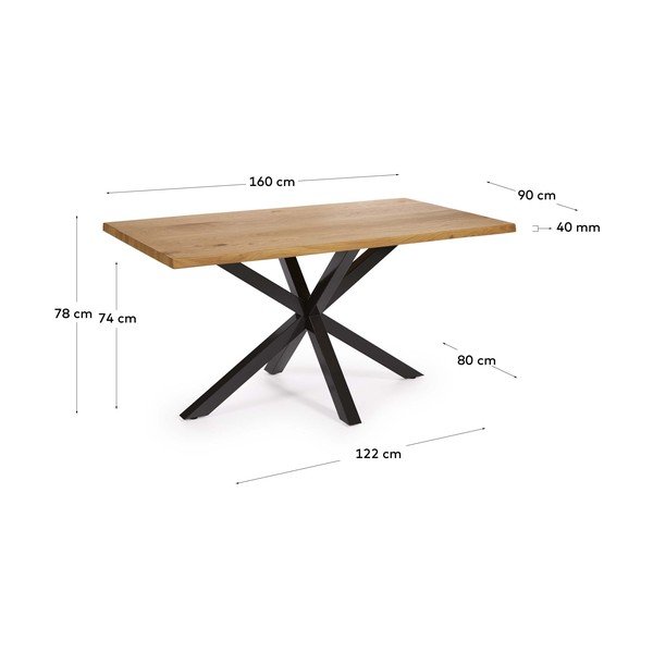 Jedilna miza z mizno ploščo v hrastovem dekorju 90x160 cm Argo – Kave Home-image-4