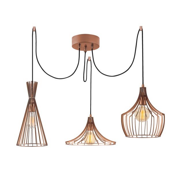 Bakrena viseča svetilka s kovinskim senčilom Mezopotamya – Opviq lights-image-4