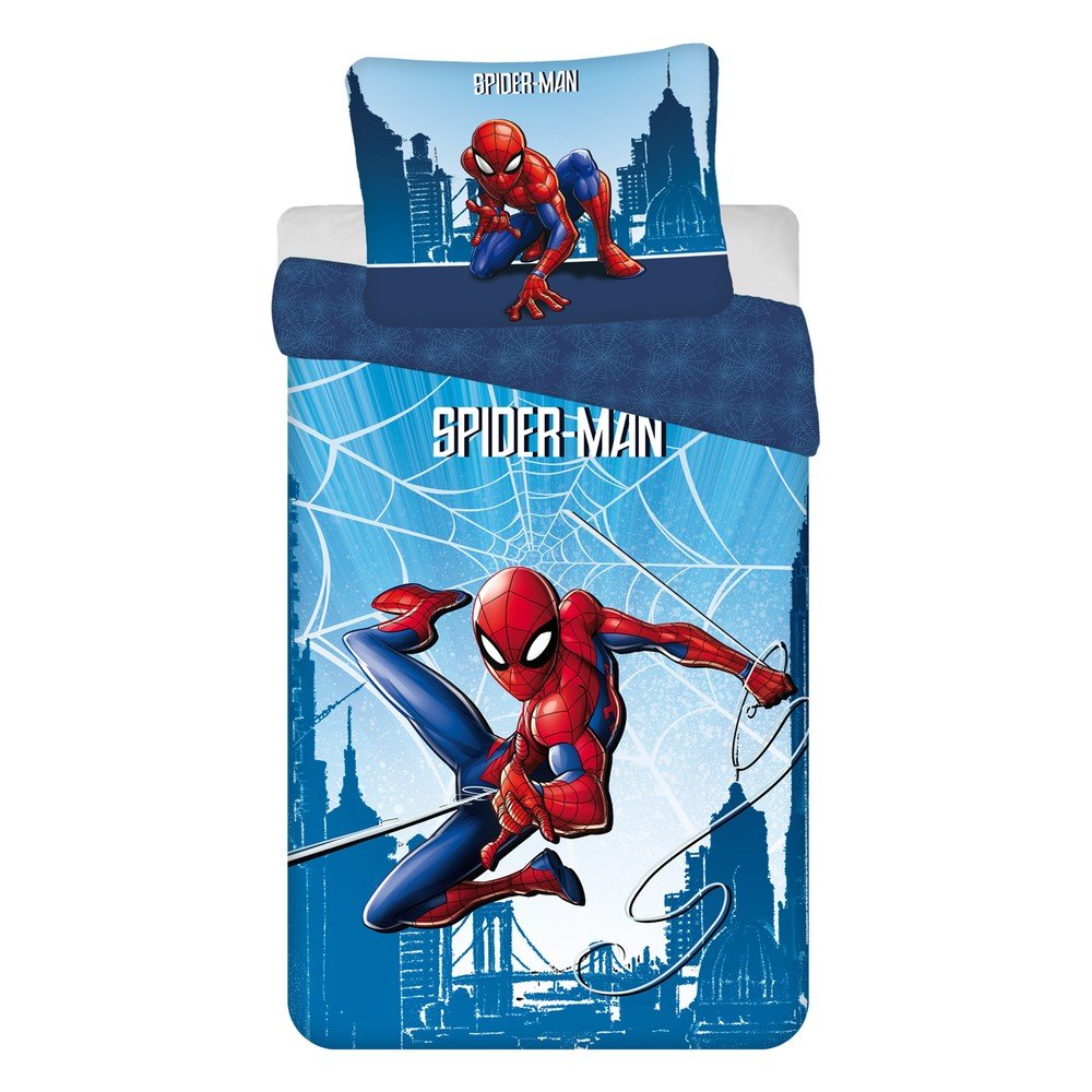 Modra enojna bombažna otroška posteljnina 140x200 cm Spider-man "Blue"