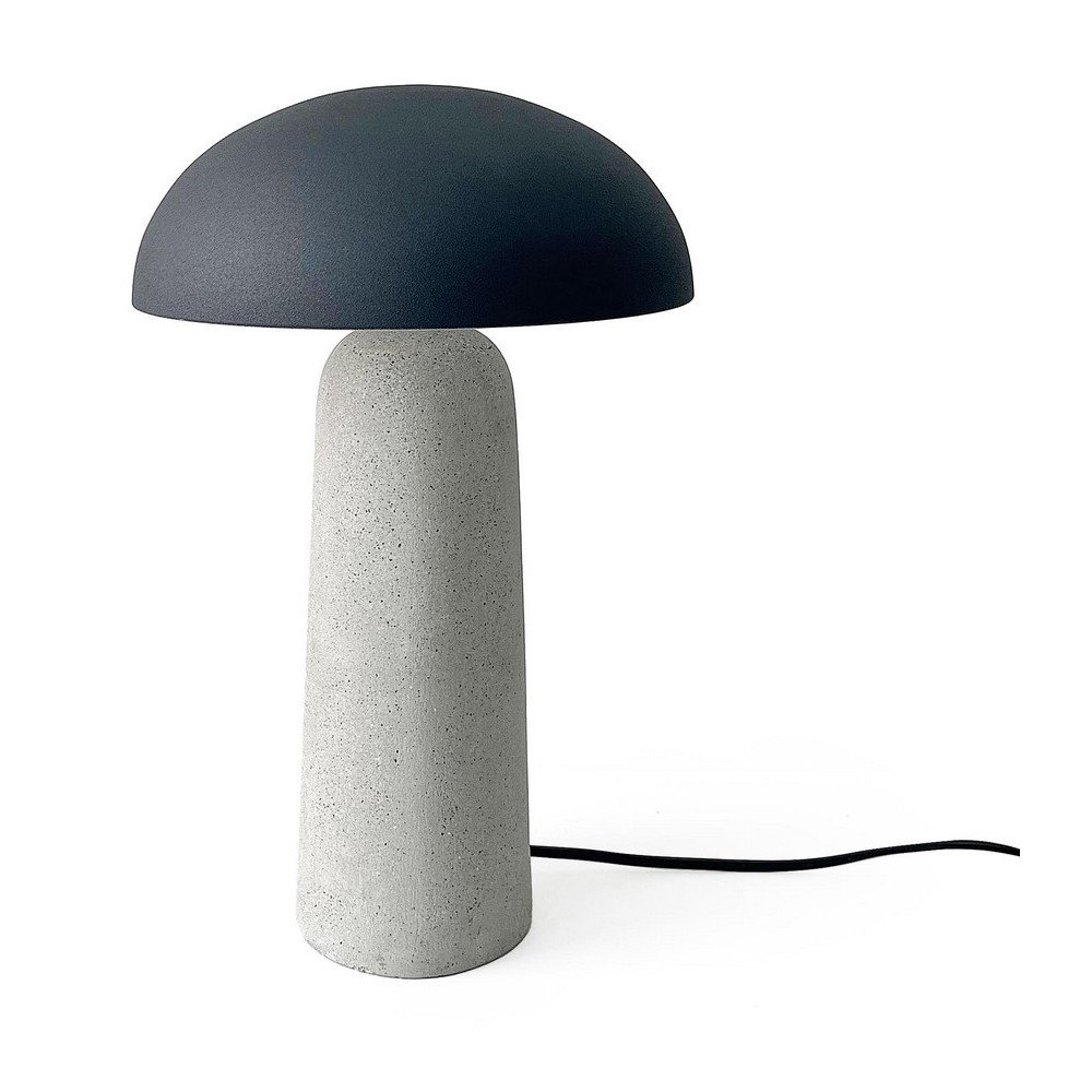 Siva betonska namizna svetilka s kovinskim senčilom (višina 39,5 cm) Delphine