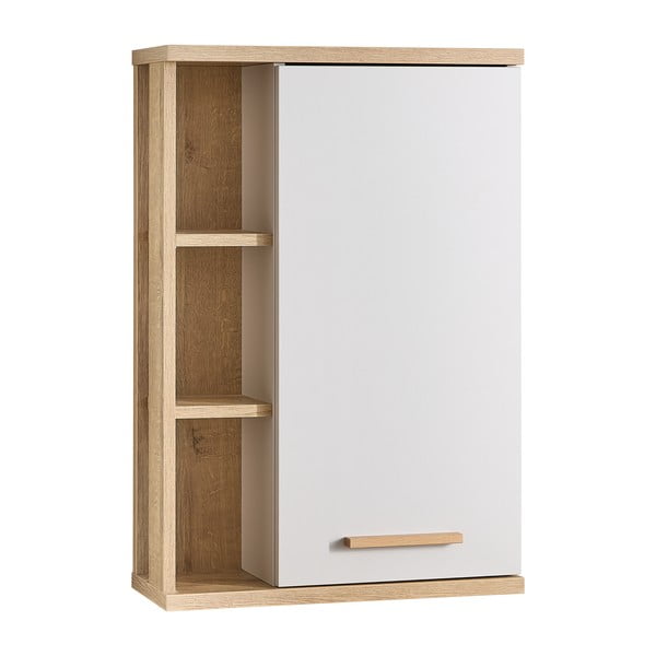 Kremno bela stenska kopalniška omarica v hrastovem dekorju 50,5x74,5 cm Quickset 966 – Pelipal