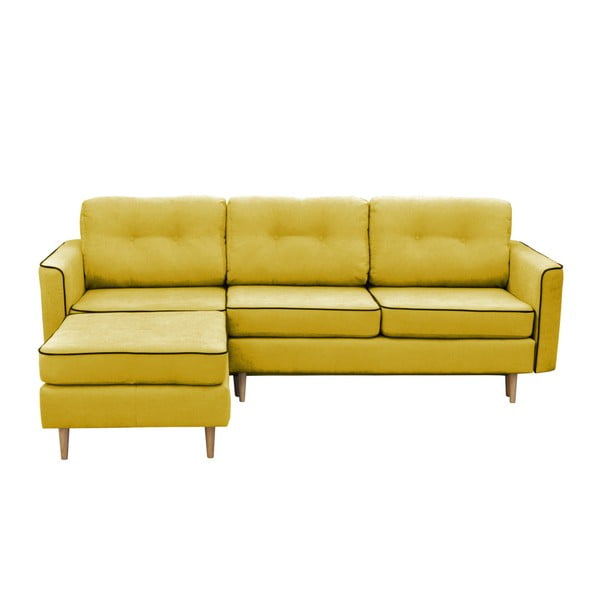 Gorčično rumena raztegljiva sedežna garnitura s svetlimi nogami Mazzini Sofas Ladybird, levi kot