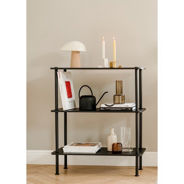 Črn regal v hrastovem dekorju 80x54,5x35 cm Teidi – noo.ma-image-3