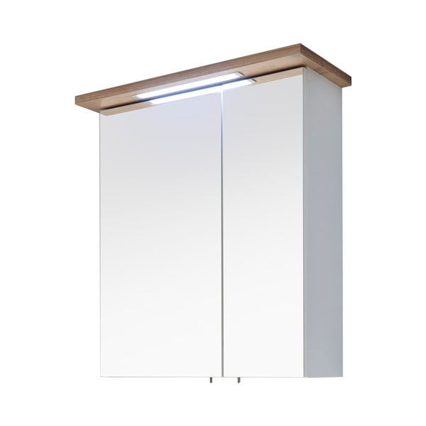 Bela stenska kopalniška omarica z ogledalom 60x72 cm Set 923 - Pelipal-image-2