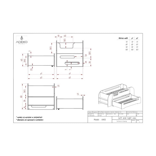 Otroška postelja z dodatnim ležiščem 80x200 cm AIKO – Adeko-image-3