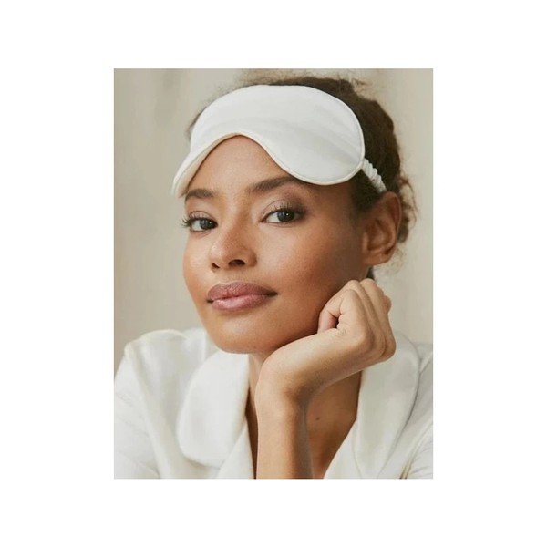 Bela svilena maska za spanje White – slip-image-1