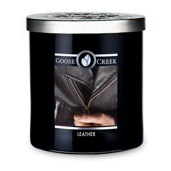 Dišeča sveča v stekleni škatlici Goose Creek Men's Collection Leather, 50 ur gorenja