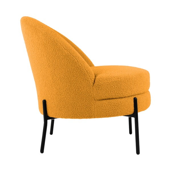 Oker rumen fotelj iz tkanine bouclé Noble – Leitmotiv-image-3