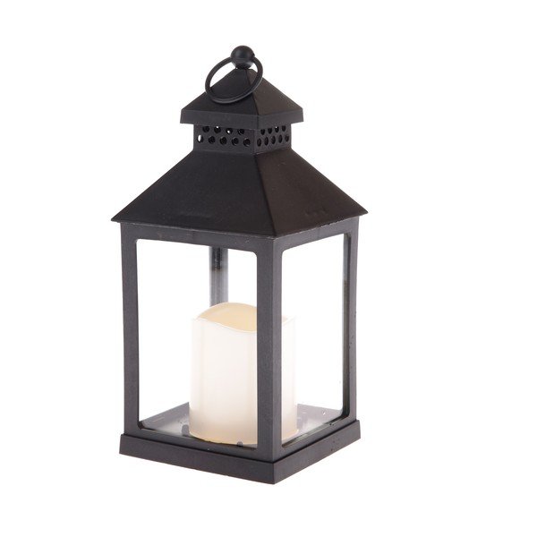 Črna LED lanterna na baterije (višina 20 cm) – Dakls