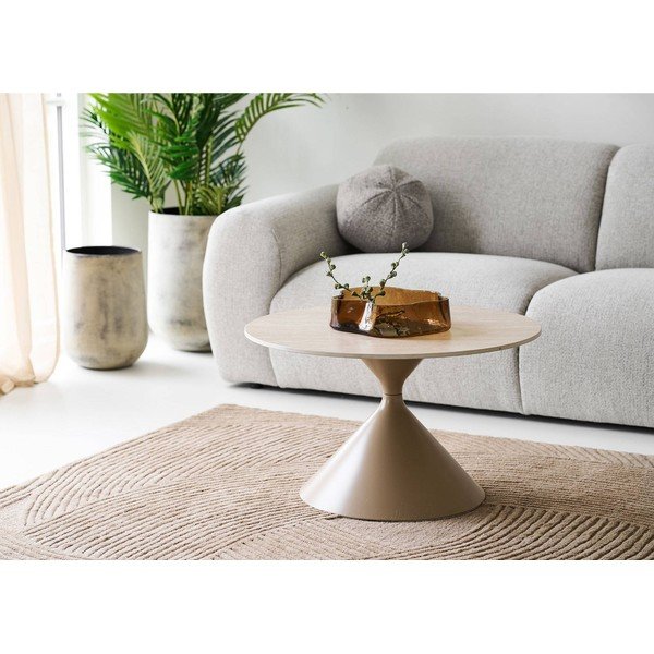 Bež okrogla klubska mizica s keramično ploščo ø 70 cm Annecy – House Nordic-image-1