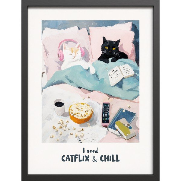 Tiskana slika z okvirjem 30x40 cm Catflix – Styler