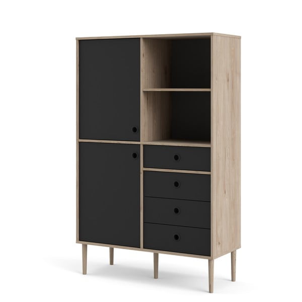 Črna omara z okvirjem iz hrastovega dekorja Tvilum Rome, 99 x 154 cm-image-2