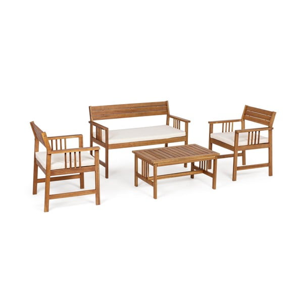 Vrtna garnitura iz masivne akacije v temni naravni barvi za 4 osebe Noemi   – Bizzotto