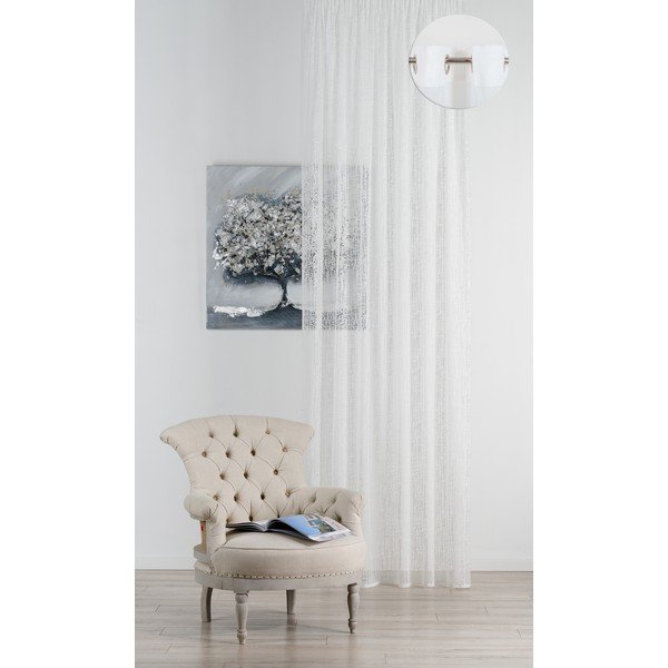 Bela prosojna zavesa 140x260 cm Lisandra – Mendola Fabrics-image-1