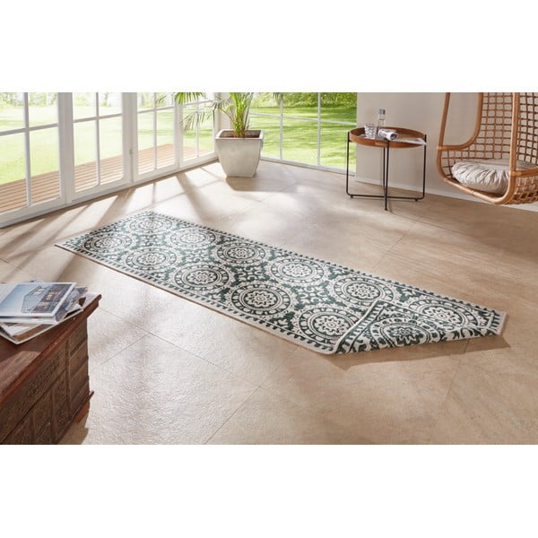 Zeleno-krem zunanja preproga NORTHRUGS Jardin, 80 x 250 cm-image-1