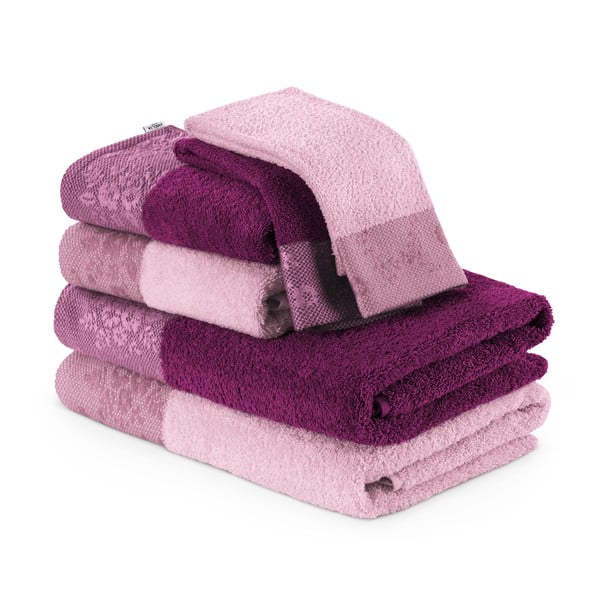 Komplet 6 roza brisač in kopalnih brisač AmeliaHome