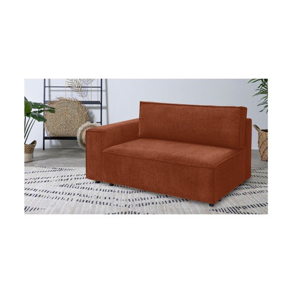 Opečnato oranžen modul za sedežno garnituro iz rebrastega žameta (levi kot) Nihad modular – Bobochic Paris-image-1