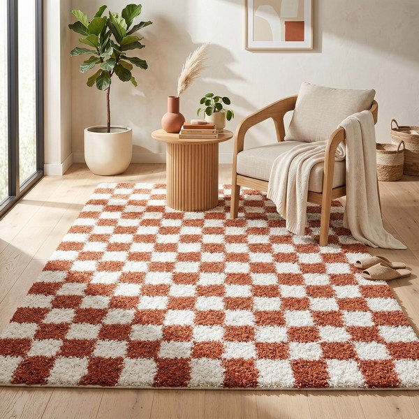Kremno bela/v barvi terakote preproga 120x170 cm Grida – ESTE-image-1