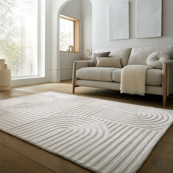 Slonokoščena ročno tkana volnena preproga 200x290 cm Zen Garden – Flair Rugs-image-1