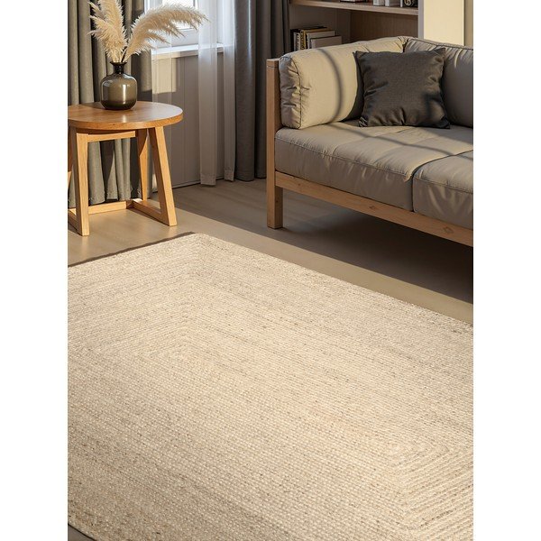 Kremno bela obojestranska/ročno tkana preproga iz jute 200x300 cm Juno – Hanse Home-image-1