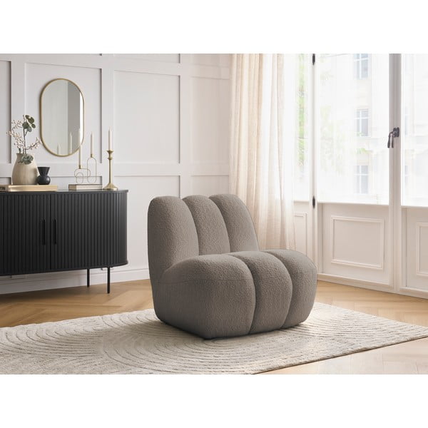 Sivorjav fotelj iz tkanine bouclé Janissaire – Bobochic Paris-image-1