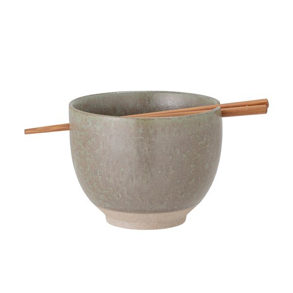 Siva lončena skleda s palčkami Bloomingville Masami, ø 13 cm-image-3