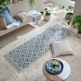 Rumeno-modra notranja in zunanja preproga 80x230 cm Zia Trellis – Flair Rugs