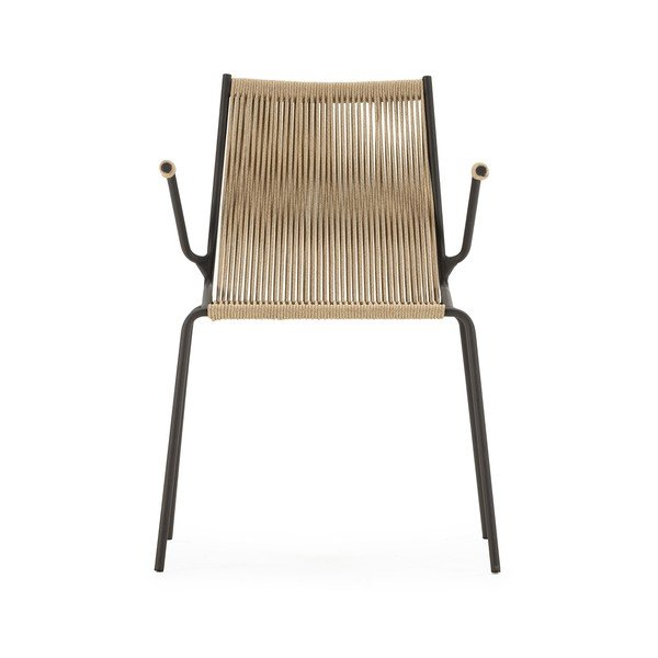 Bež kovinski jedilni stoli v kompletu z nasloni za roke/z možnostjo nalaganja 2 ks Emily – Marckeric-image-4