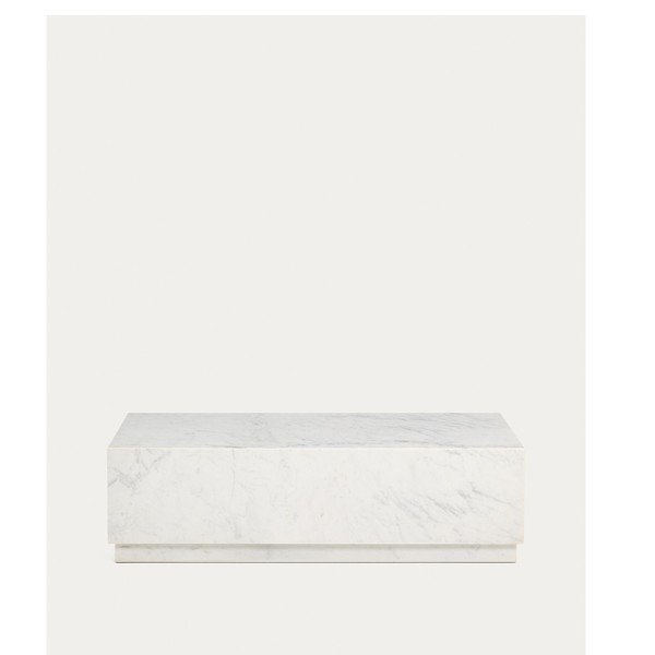 Bela marmorna klubska mizica 50x100 cm Sorein – Kave Home-image-2