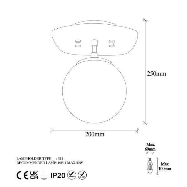 Stropna svetilka v zlati barvi s steklenim senčilom 20x25 cm Well – Opviq lights-image-4