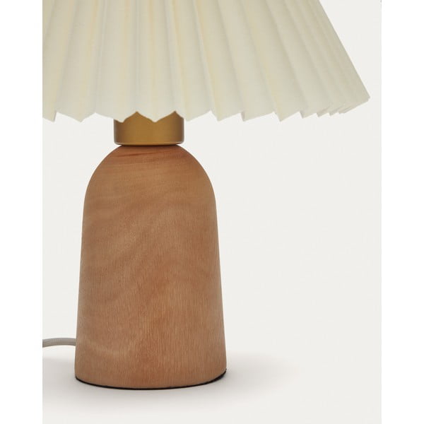 Bež namizna svetilka iz masivnega kavčukovca s tekstilnim senčilom (višina 33 cm) Benicarlo – Kave Home-image-3