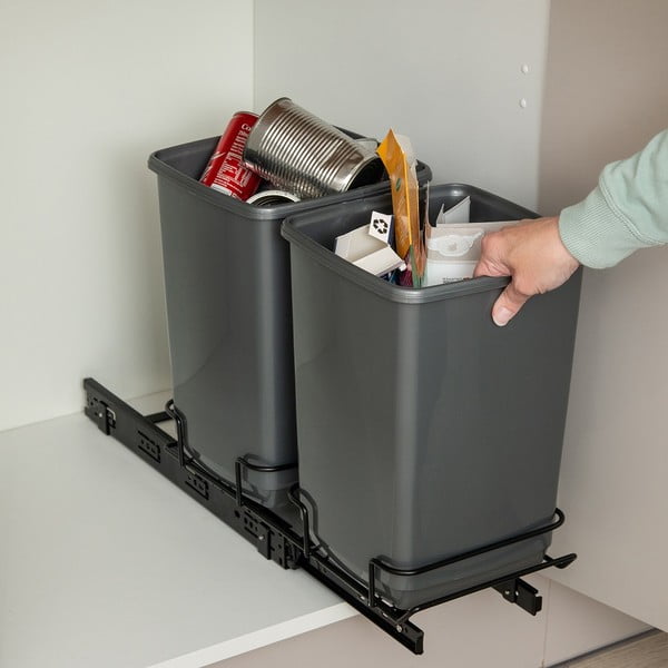 Komplet 2 sivih košev za odpadke Addis In-Cupboard Bin, 10 l-image-1