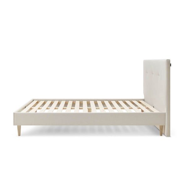 Bež oblazinjena zakonska postelja z letvenim dnom 160x200 cm Tory - Bobochic Paris-image-2