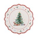 Rdeč/kremno bel servirni keramičen krožnik z božičnim motivom ø 17 cm Naive – Bloomingville