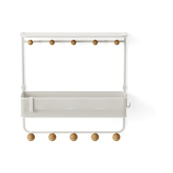 Beli kovinski stenski obešalnik s polico Estique - Umbra-image-4