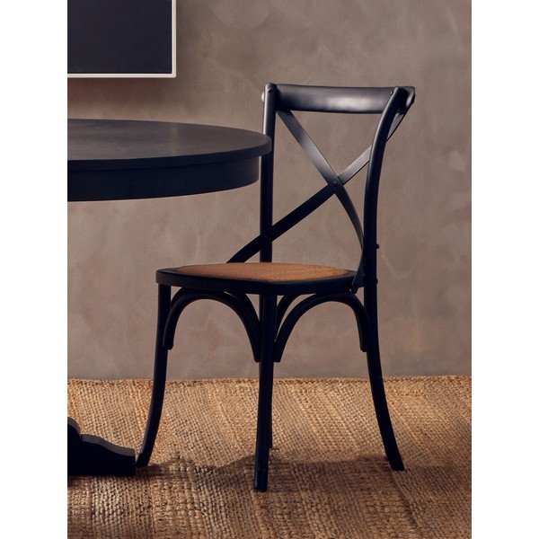 Črn jedilni stol iz masivnega hrasta Lyon – Premier Housewares-image-4