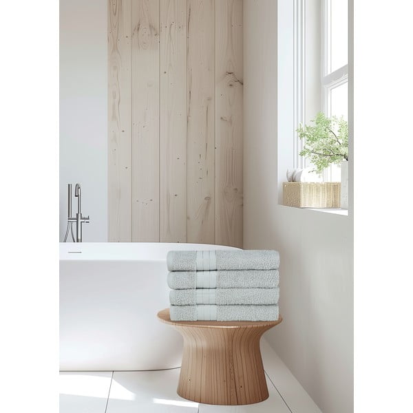 Svetlo sive frotirne bombažne brisače v kompletu 4 ks 50x100 cm – Good Morning-image-3