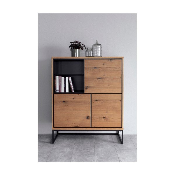 Črna visoka komoda 102,2x124,7 cm Dalarna - Interstil-image-2