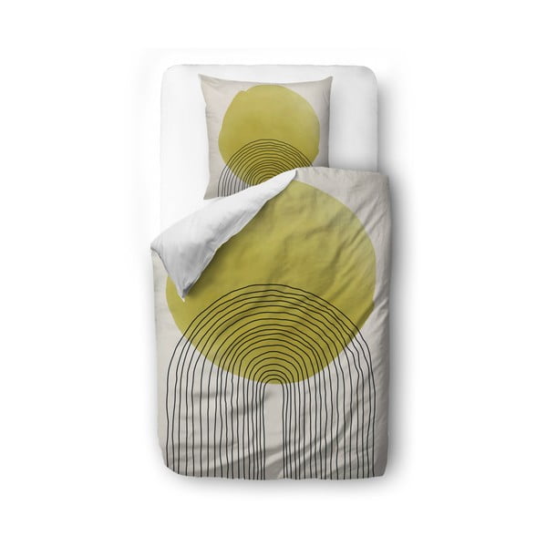 Bežno in rumeno bombažna posteljnina Butter Kings Rising Sun, 135 x 200 cm